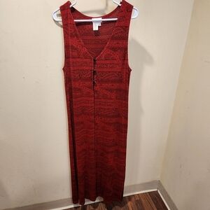 Coldwater Creek Women's Red Long Sleevesless Duster Tunic Size S
